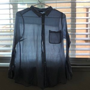 Blue and white stripped button down shirt